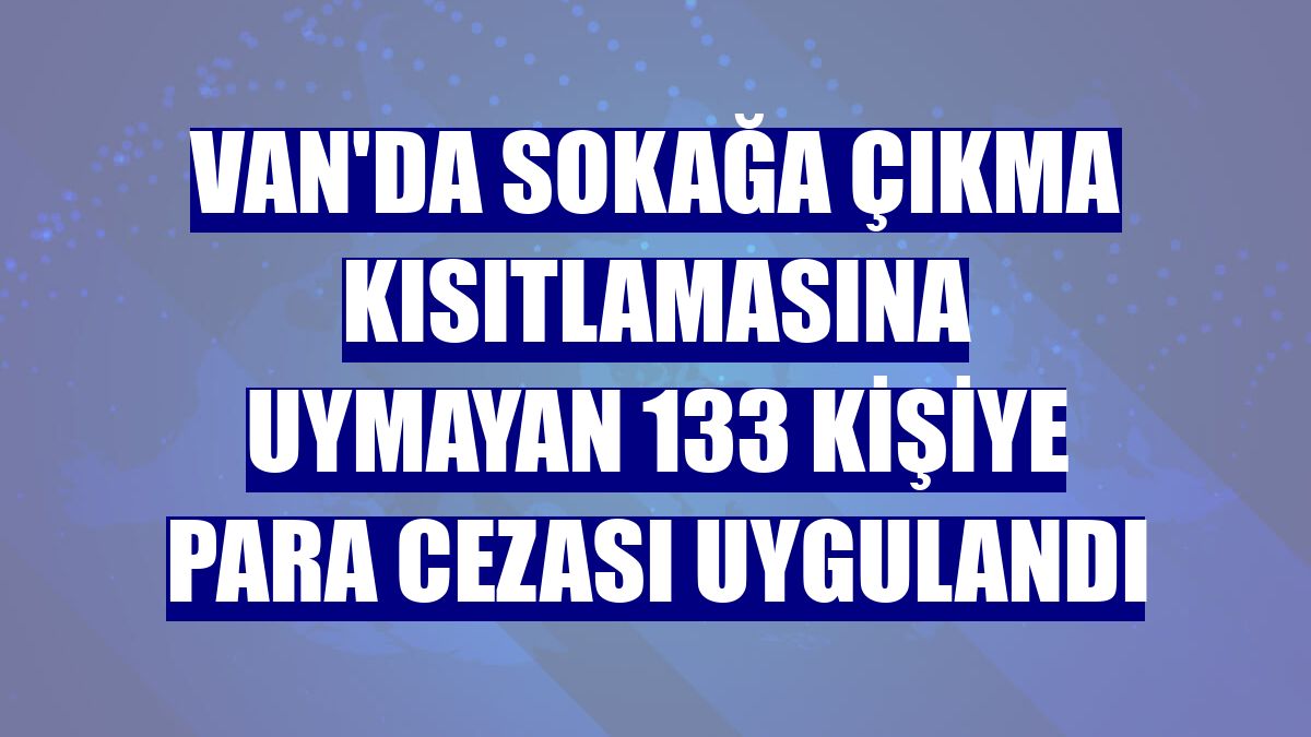 Van'da sokağa çıkma kısıtlamasına uymayan 133 kişiye para cezası uygulandı