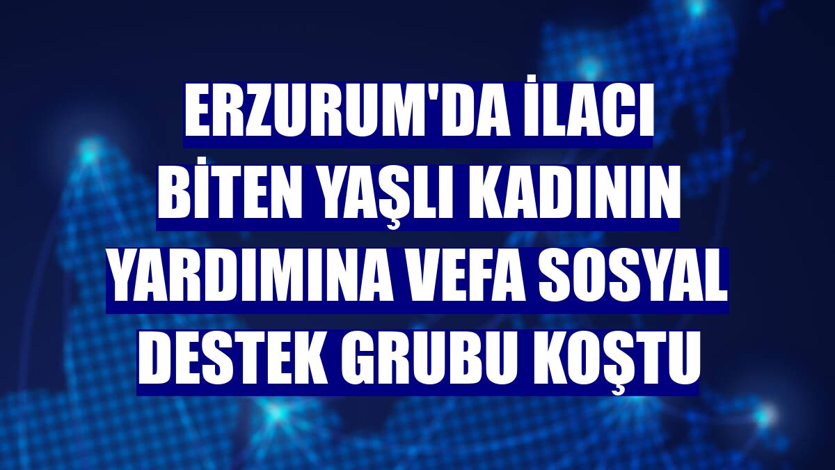 Erzurum'da ilacı biten yaşlı kadının yardımına Vefa Sosyal Destek Grubu koştu