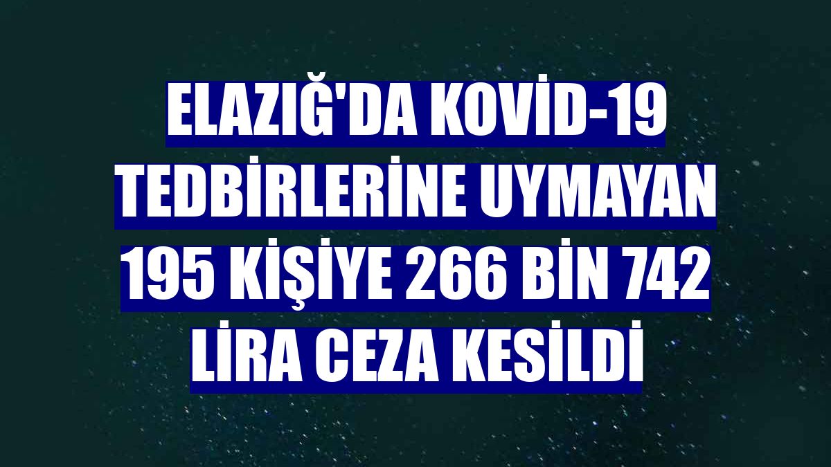 Elazığ'da Kovid-19 tedbirlerine uymayan 195 kişiye 266 bin 742 lira ceza kesildi