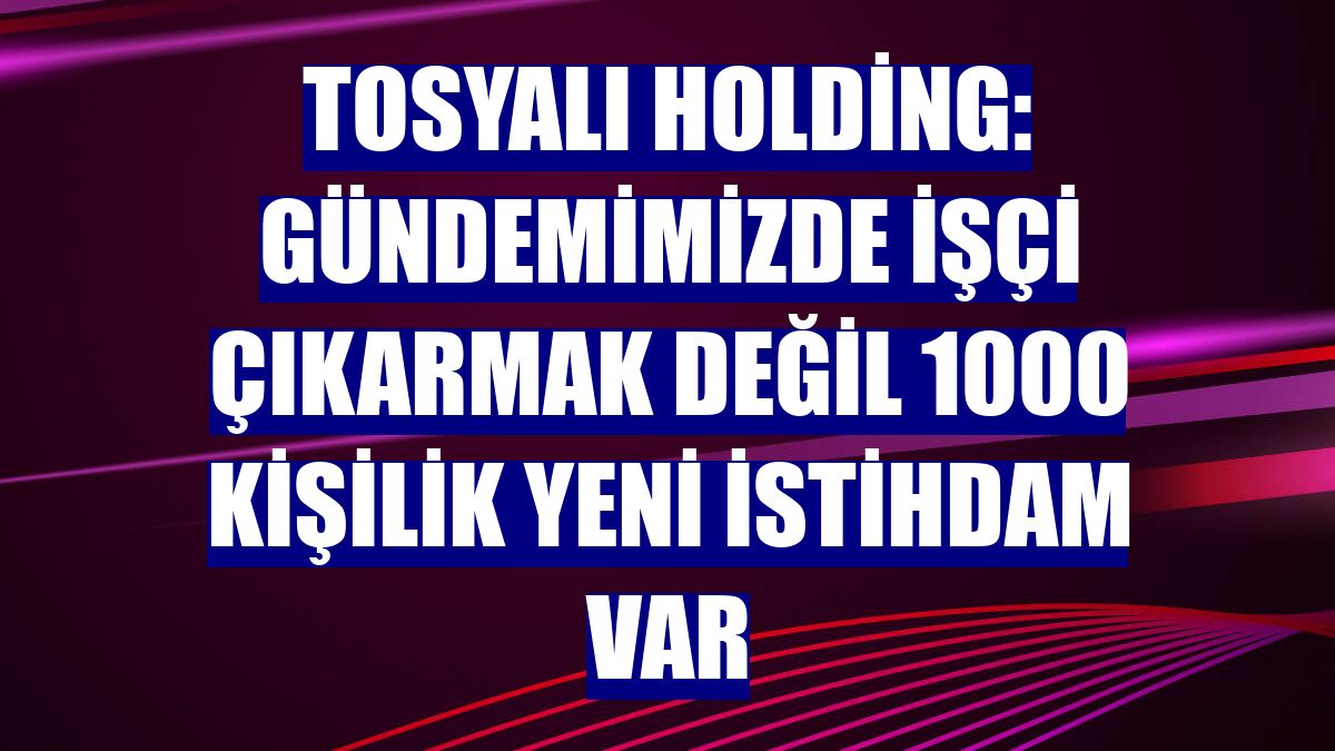 Tosyalı Holding: Gündemimizde işçi çıkarmak değil 1000 kişilik yeni istihdam var