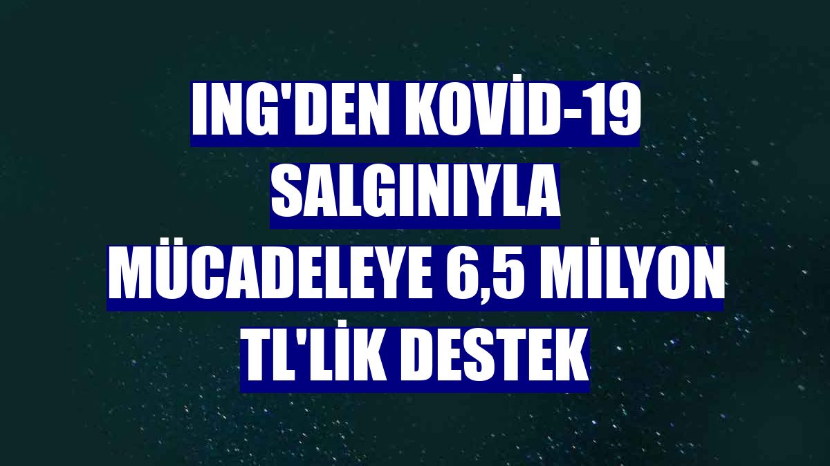 ING'den Kovid-19 salgınıyla mücadeleye 6,5 milyon TL'lik destek