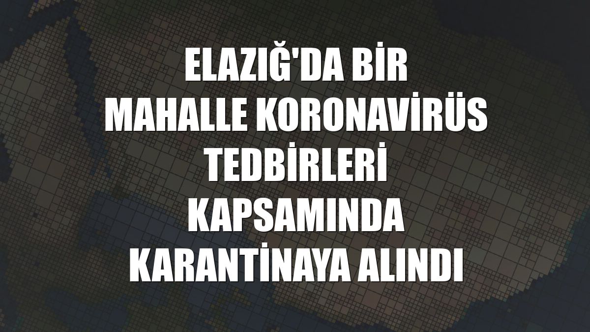 Elazığ'da bir mahalle koronavirüs tedbirleri kapsamında karantinaya alındı