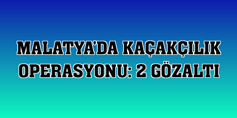 Malatya'da kaçakçılık operasyonu: 2 gözaltı