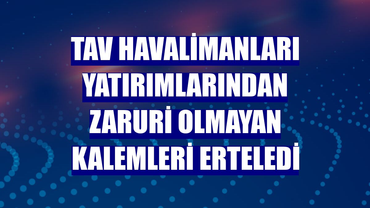 TAV Havalimanları yatırımlarından zaruri olmayan kalemleri erteledi