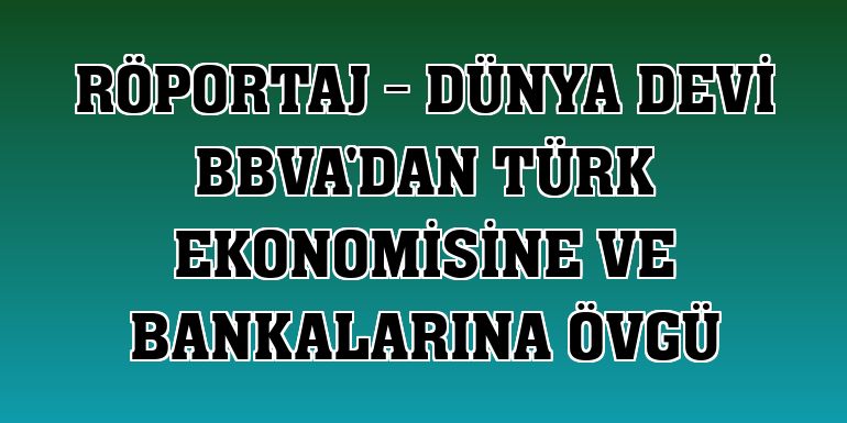 RÖPORTAJ - Dünya devi BBVA'dan Türk ekonomisine ve bankalarına övgü