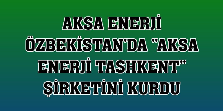 Aksa Enerji Özbekistan'da 'AKSA Enerji Tashkent' şirketini kurdu