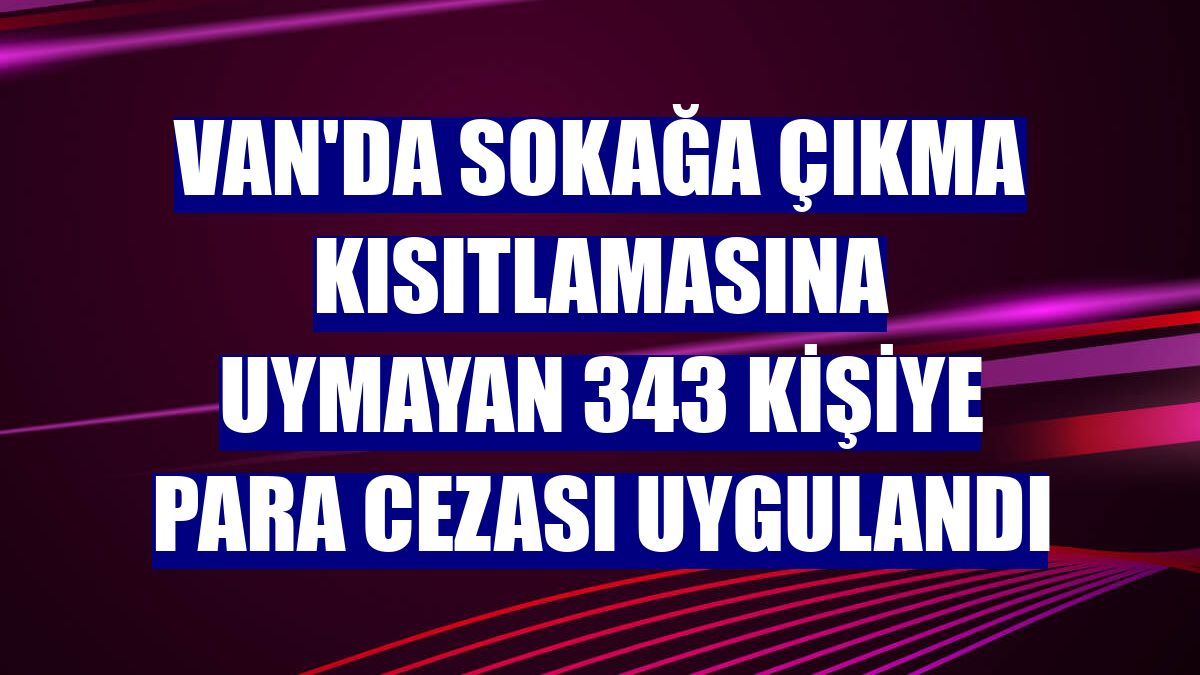 Van'da sokağa çıkma kısıtlamasına uymayan 343 kişiye para cezası uygulandı