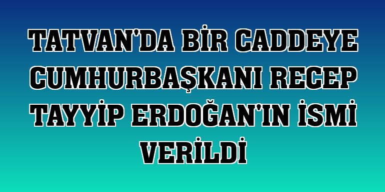 Tatvan'da bir caddeye Cumhurbaşkanı Recep Tayyip Erdoğan'ın ismi verildi