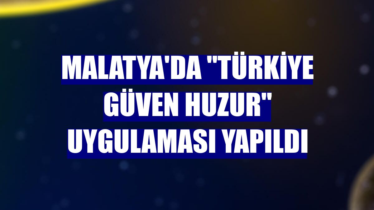 Malatya'da "Türkiye Güven Huzur" uygulaması yapıldı