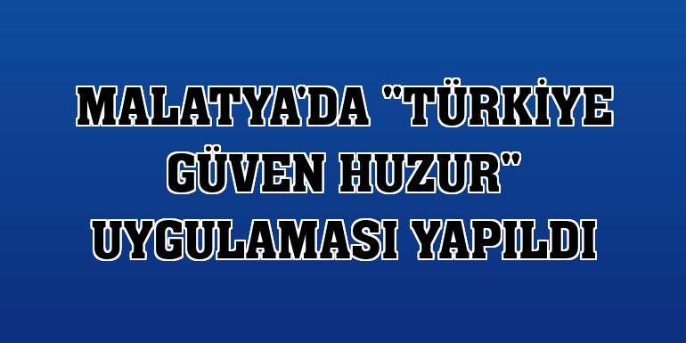 Malatya'da 'Türkiye Güven Huzur' uygulaması yapıldı