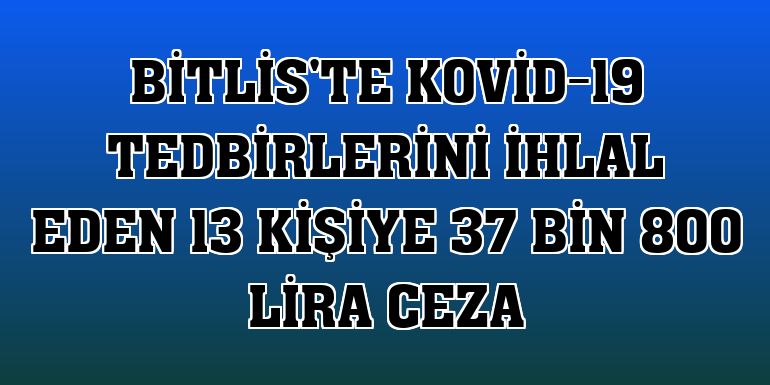 Bitlis'te Kovid-19 tedbirlerini ihlal eden 13 kişiye 37 bin 800 lira ceza