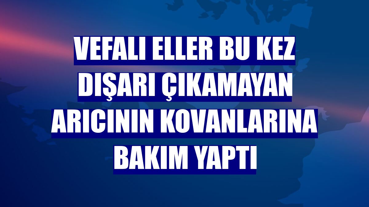 Vefalı eller bu kez dışarı çıkamayan arıcının kovanlarına bakım yaptı