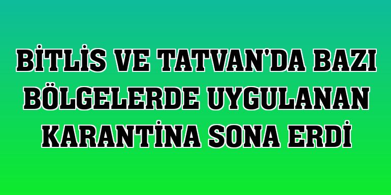 Bitlis ve Tatvan'da bazı bölgelerde uygulanan karantina sona erdi