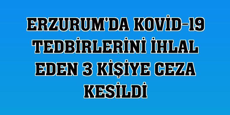 Erzurum'da Kovid-19 tedbirlerini ihlal eden 3 kişiye ceza kesildi