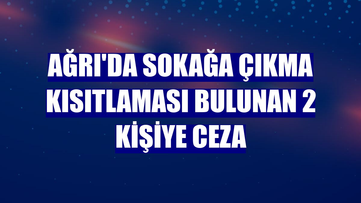 Ağrı'da sokağa çıkma kısıtlaması bulunan 2 kişiye ceza