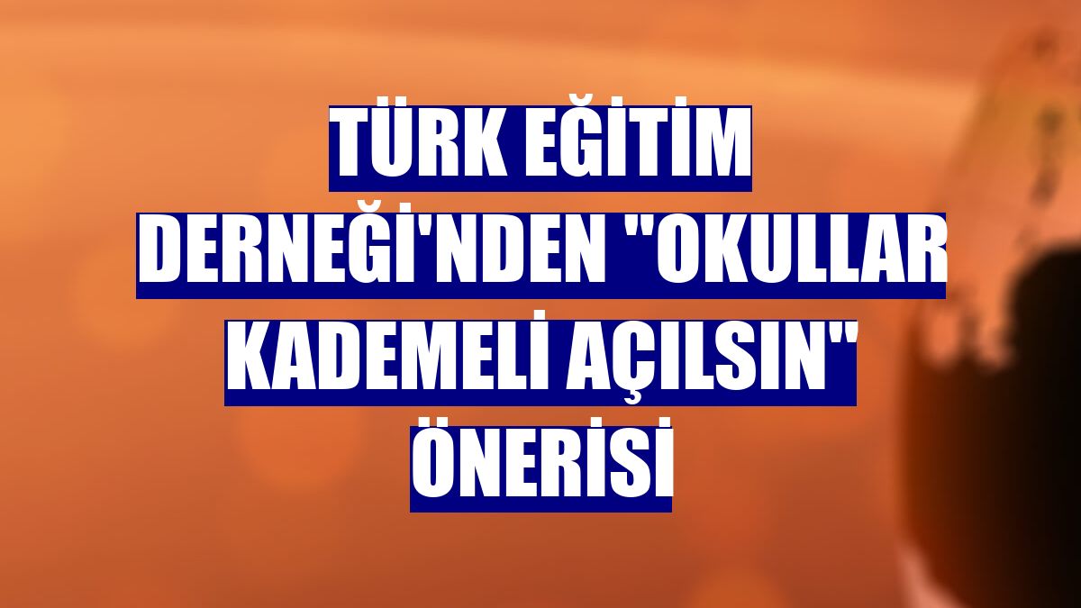 Türk Eğitim Derneği'nden "okullar kademeli açılsın" önerisi
