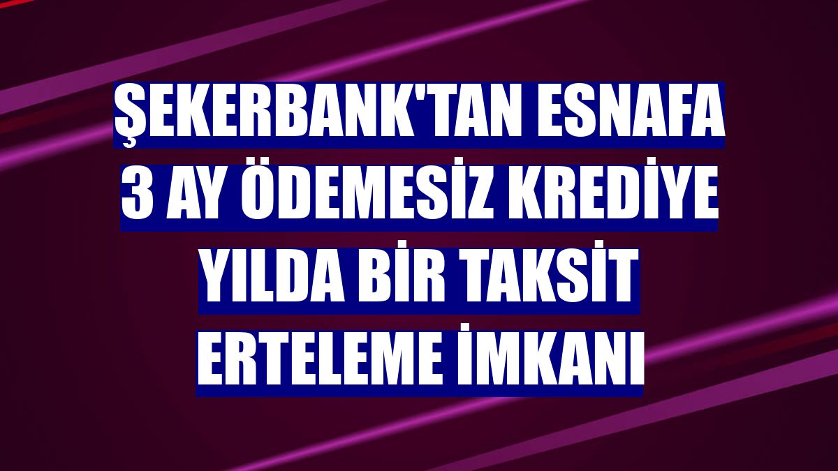 Şekerbank'tan esnafa 3 ay ödemesiz krediye yılda bir taksit erteleme imkanı