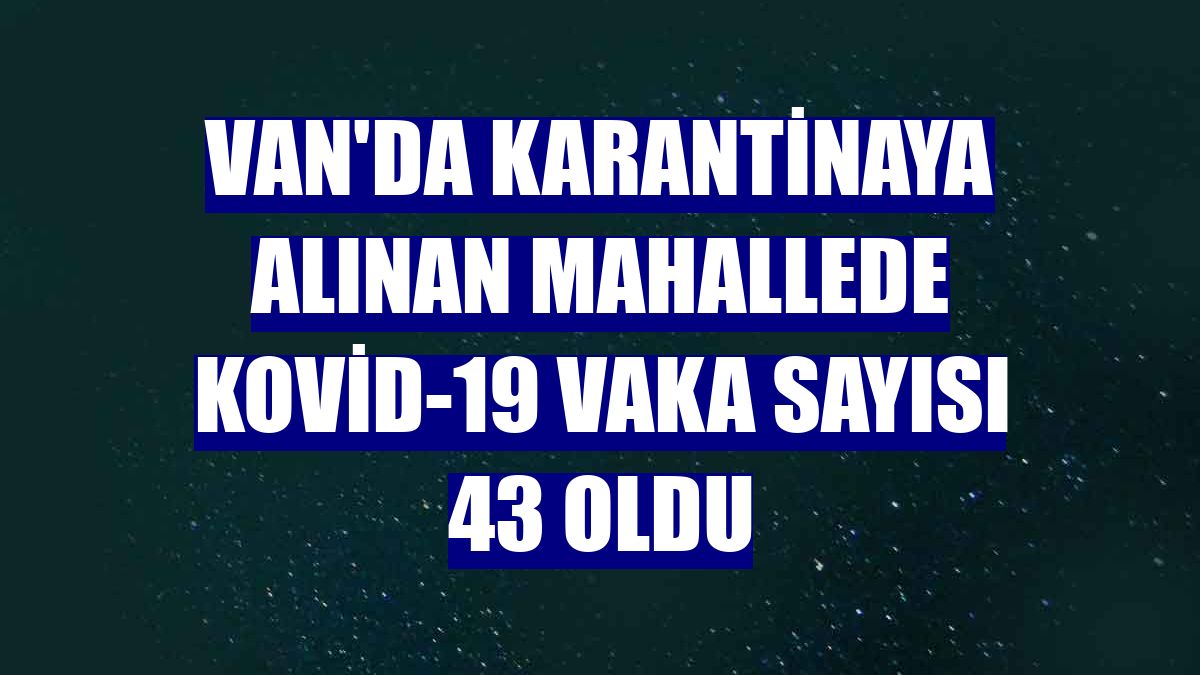 Van'da karantinaya alınan mahallede Kovid-19 vaka sayısı 43 oldu