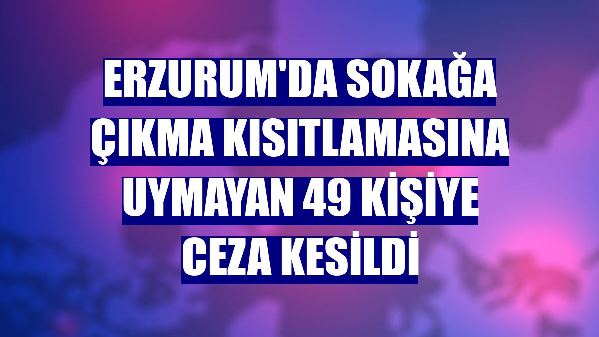 Erzurum'da sokağa çıkma kısıtlamasına uymayan 49 kişiye ceza kesildi