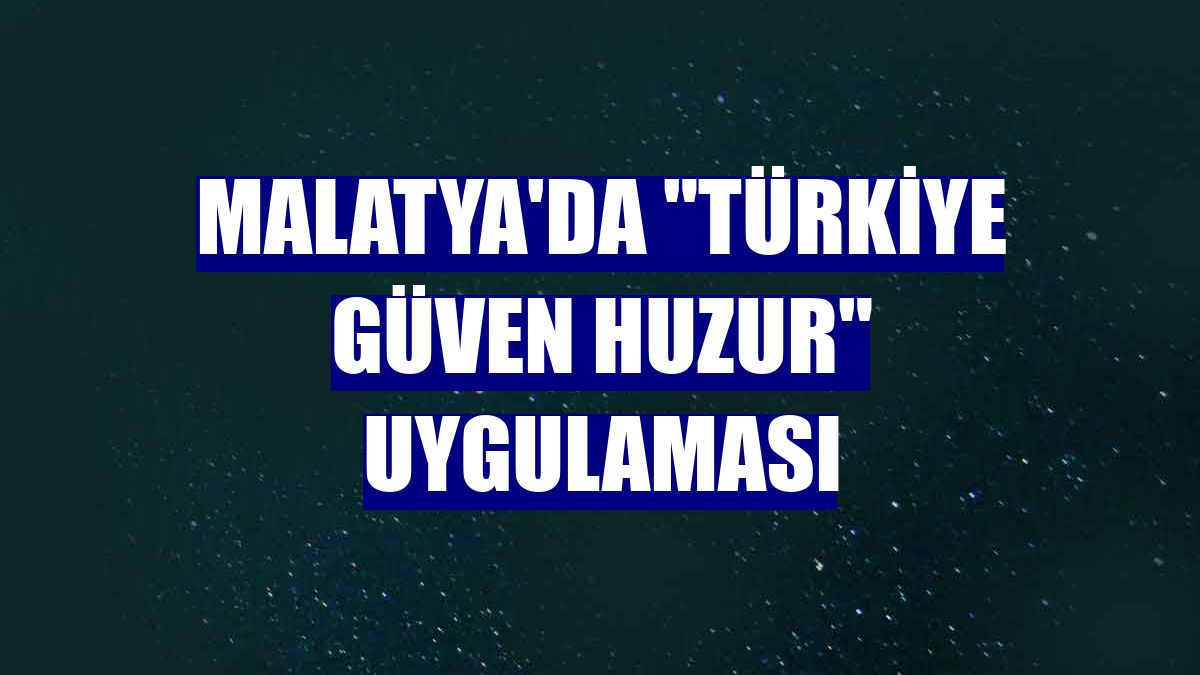 Malatya'da "Türkiye Güven Huzur" uygulaması