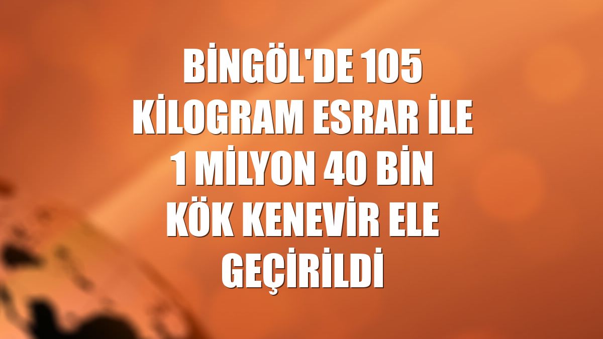 Bingöl'de 105 kilogram esrar ile 1 milyon 40 bin kök kenevir ele geçirildi