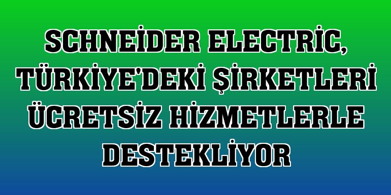 Schneider Electric, Türkiye'deki şirketleri ücretsiz hizmetlerle destekliyor