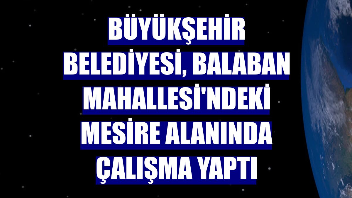 Büyükşehir Belediyesi, Balaban Mahallesi'ndeki mesire alanında çalışma yaptı