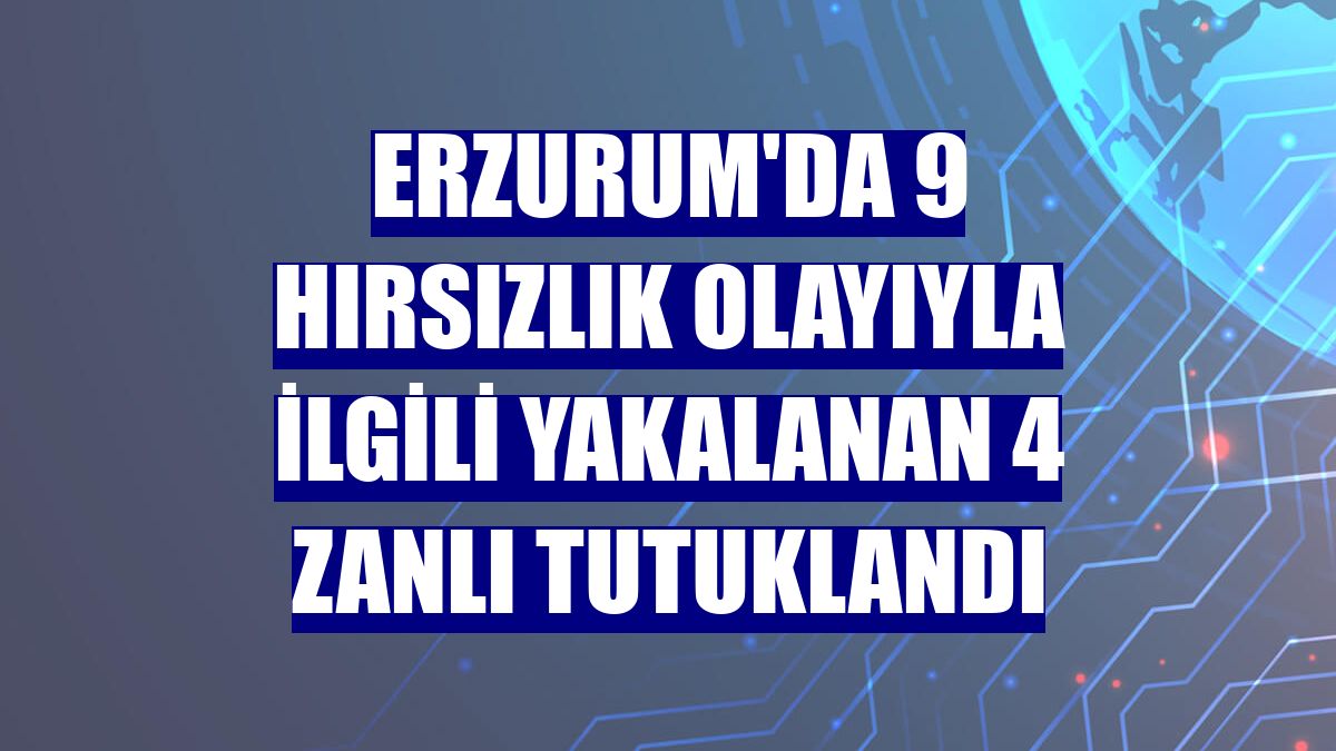 Erzurum'da 9 hırsızlık olayıyla ilgili yakalanan 4 zanlı tutuklandı