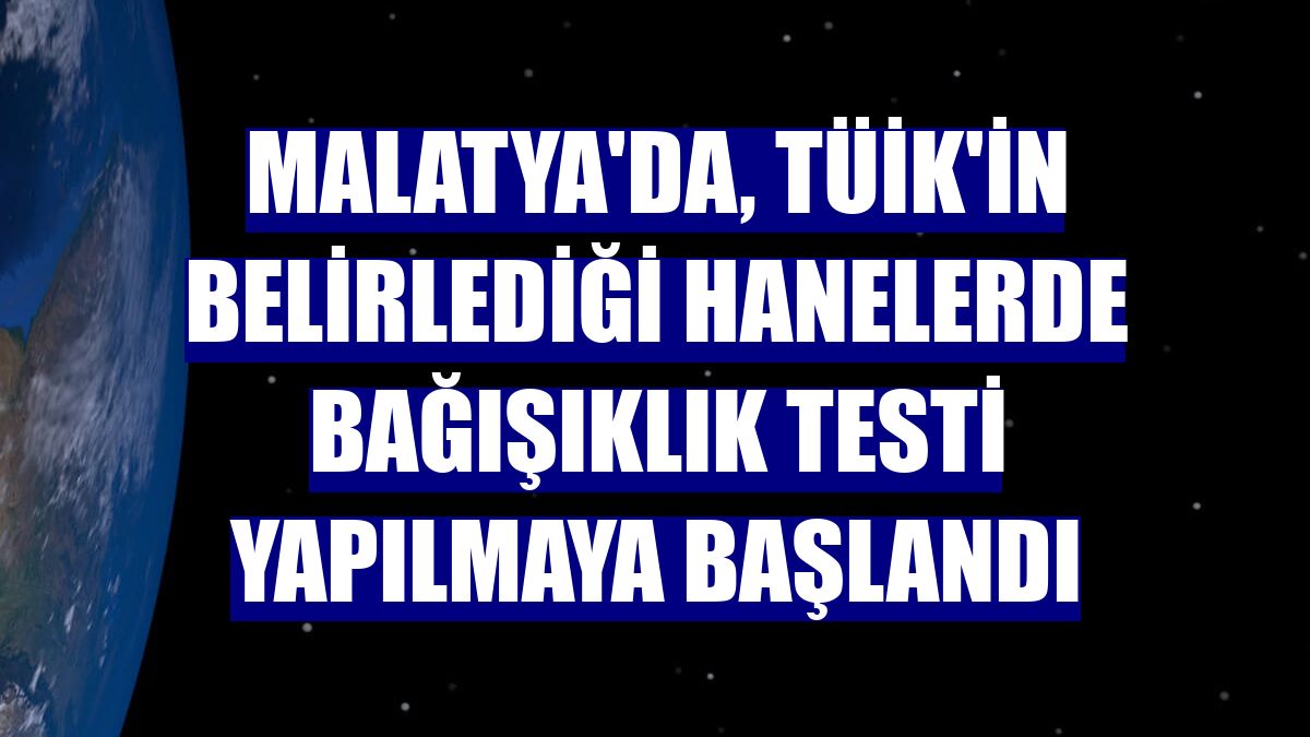 Malatya'da, TÜİK'in belirlediği hanelerde bağışıklık testi yapılmaya başlandı