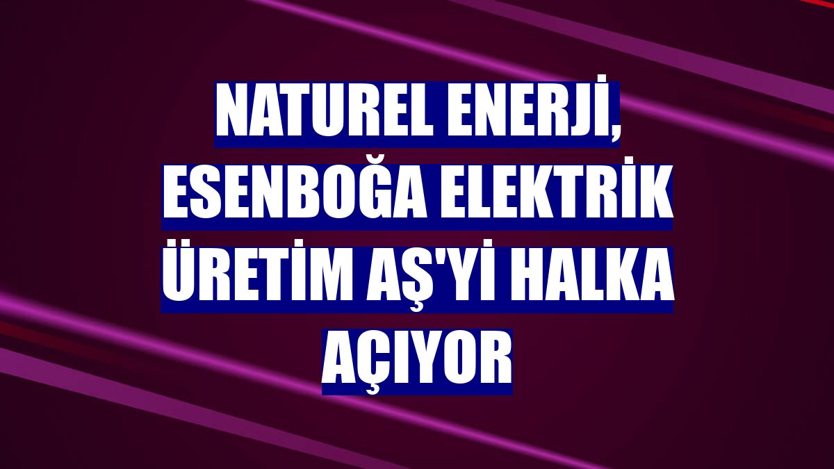 Naturel Enerji, Esenboğa Elektrik Üretim AŞ'yi halka açıyor