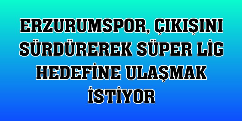 Erzurumspor, çıkışını sürdürerek Süper Lig hedefine ulaşmak istiyor