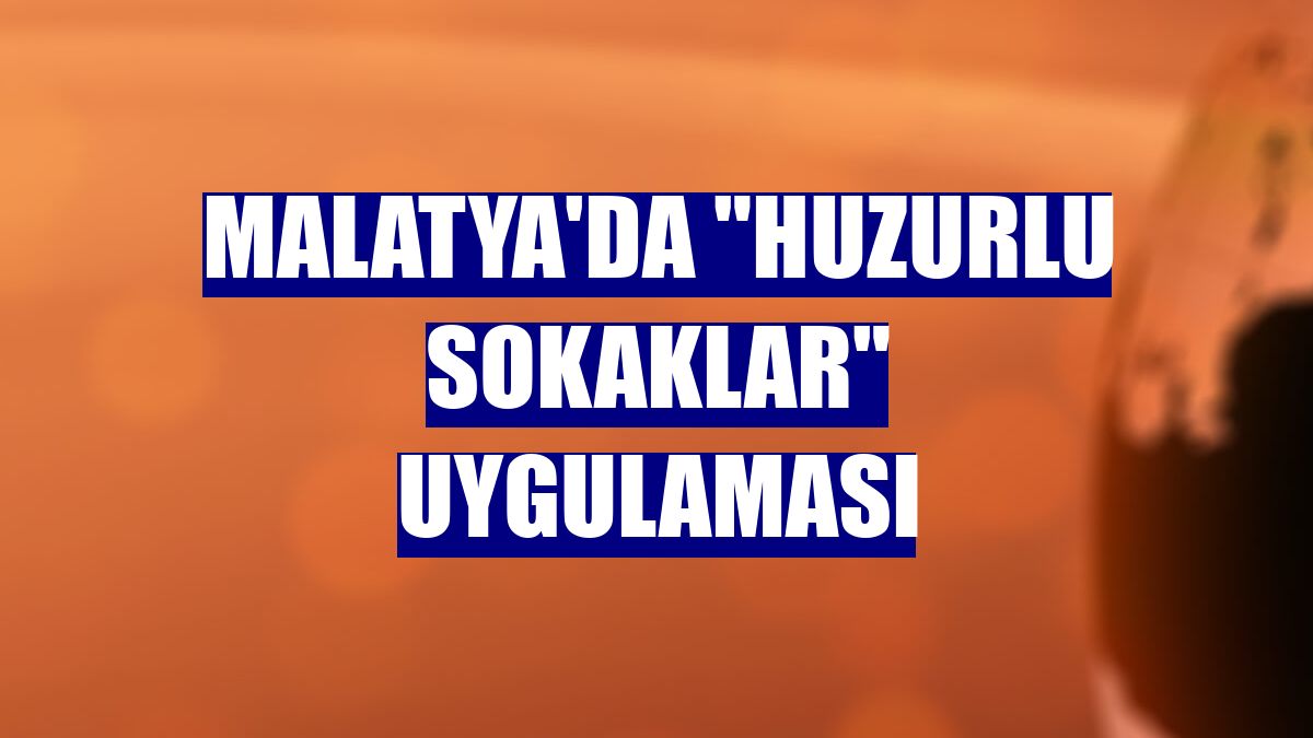 Malatya'da "Huzurlu Sokaklar" uygulaması