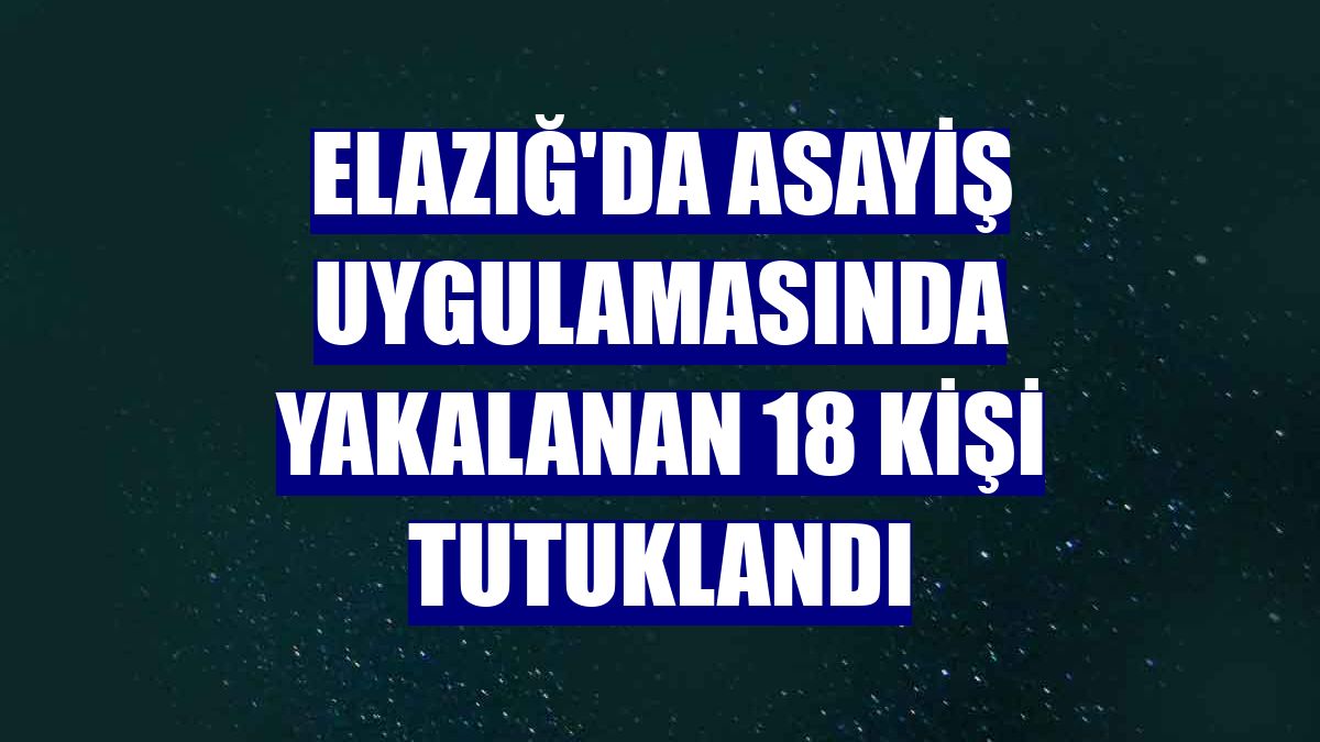 Elazığ'da asayiş uygulamasında yakalanan 18 kişi tutuklandı