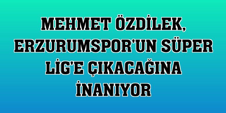Mehmet Özdilek, Erzurumspor'un Süper Lig'e çıkacağına inanıyor