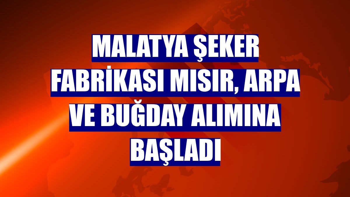 Malatya Şeker Fabrikası mısır, arpa ve buğday alımına başladı