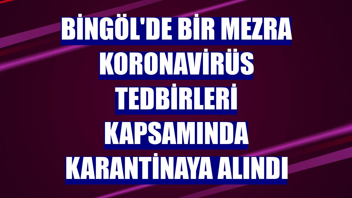 Bingöl'de bir mezra koronavirüs tedbirleri kapsamında karantinaya alındı