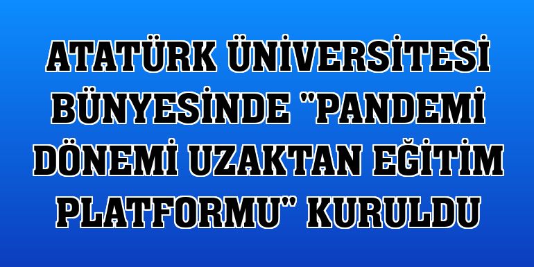 Atatürk Üniversitesi bünyesinde 'Pandemi Dönemi Uzaktan Eğitim Platformu' kuruldu
