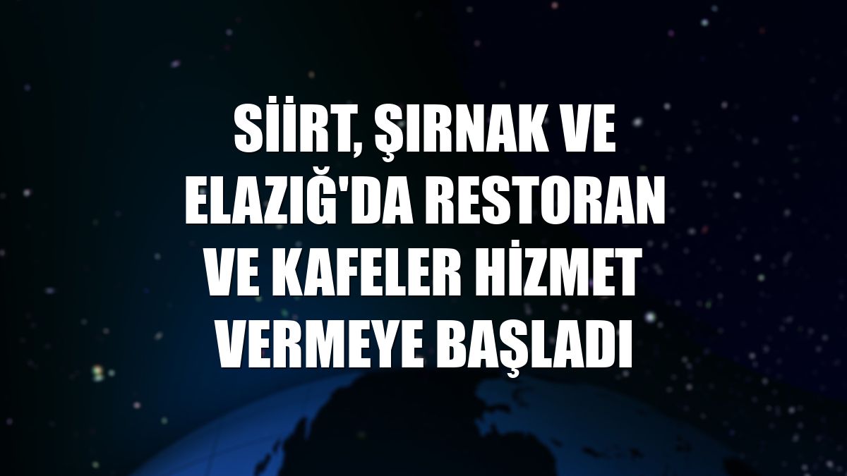 Siirt, Şırnak ve Elazığ'da restoran ve kafeler hizmet vermeye başladı