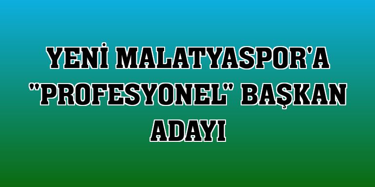 Yeni Malatyaspor'a 'profesyonel' başkan adayı