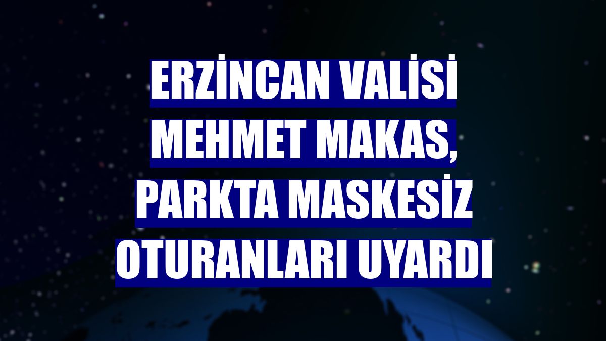 Erzincan Valisi Mehmet Makas, parkta maskesiz oturanları uyardı