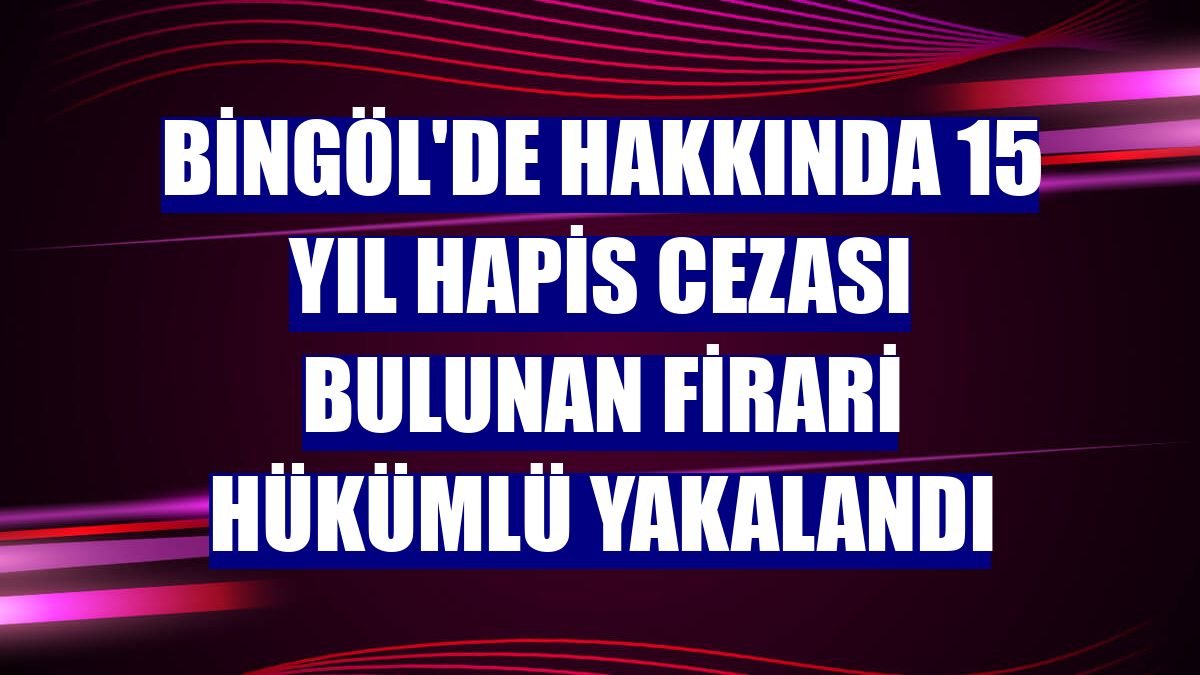 Bingöl'de hakkında 15 yıl hapis cezası bulunan firari hükümlü yakalandı