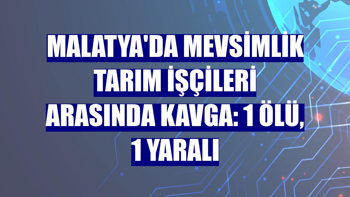 Malatya'da mevsimlik tarım işçileri arasında kavga: 1 ölü, 1 yaralı