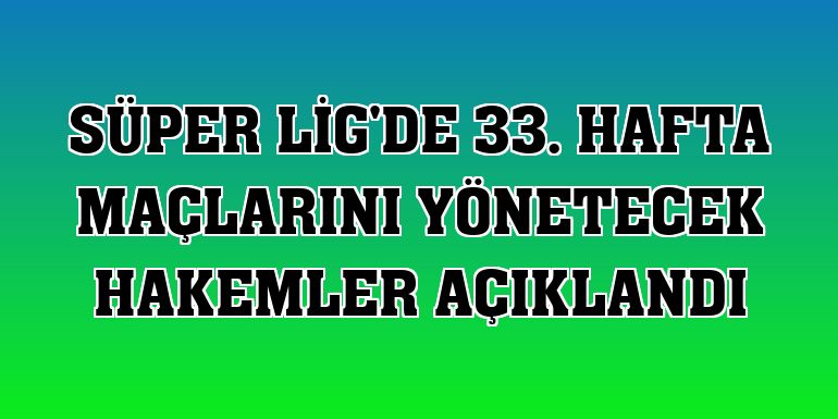 Süper Lig'de 33. hafta maçlarını yönetecek hakemler açıklandı