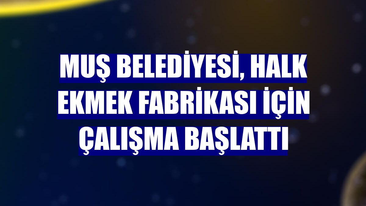 Muş Belediyesi, Halk Ekmek Fabrikası için çalışma başlattı