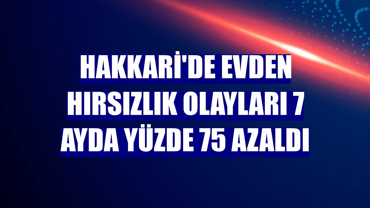 Hakkari'de evden hırsızlık olayları 7 ayda yüzde 75 azaldı