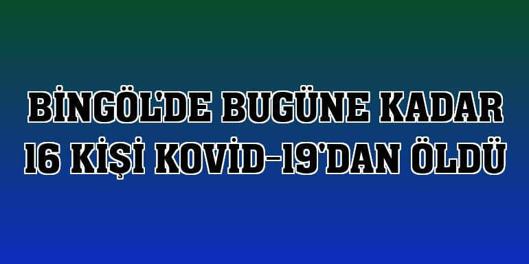 Bingöl'de bugüne kadar 16 kişi Kovid-19'dan öldü