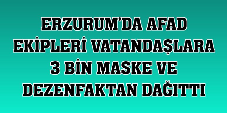 Erzurum'da AFAD ekipleri vatandaşlara 3 bin maske ve dezenfaktan dağıttı