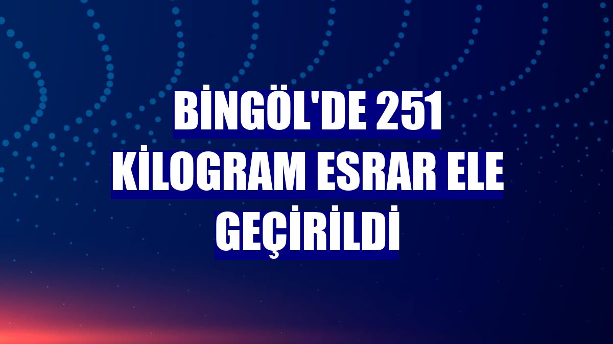 Bingöl'de 251 kilogram esrar ele geçirildi