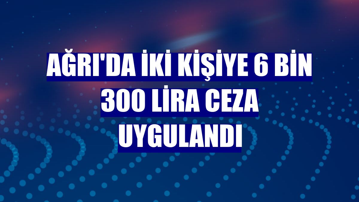 Ağrı'da iki kişiye 6 bin 300 lira ceza uygulandı