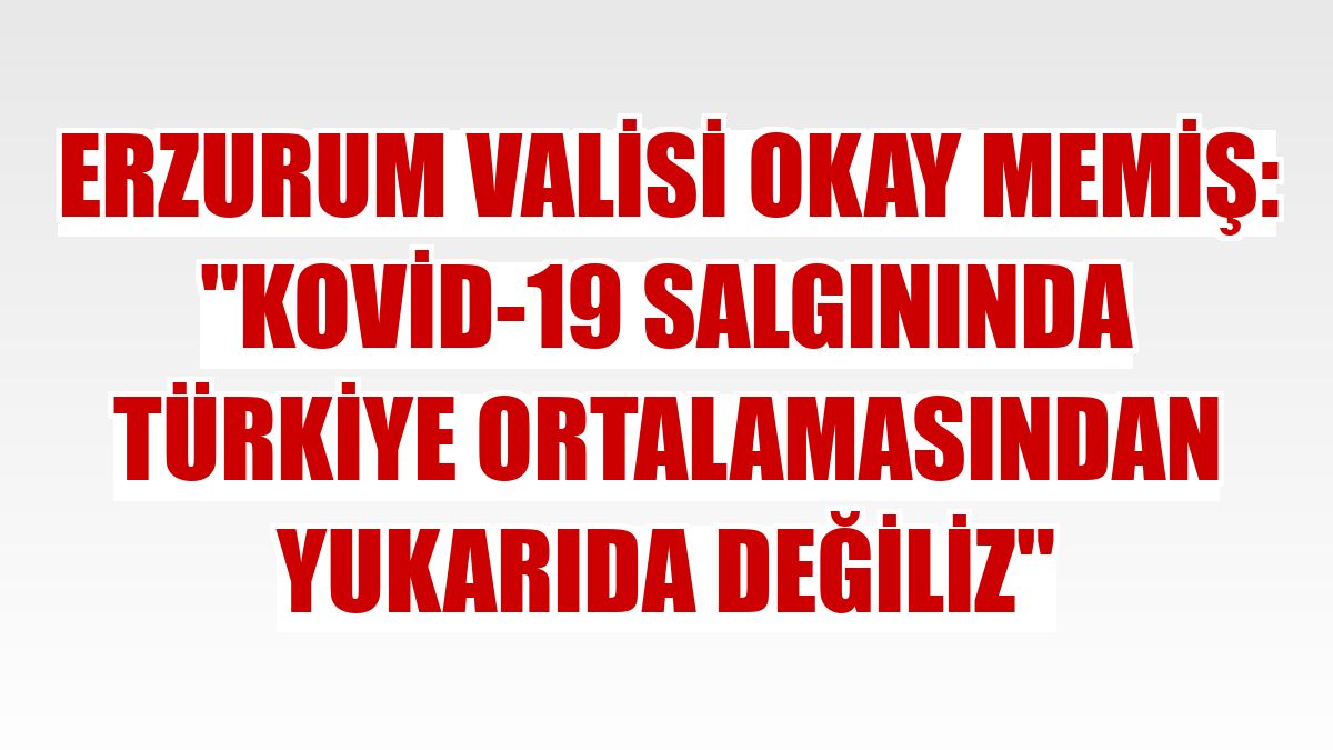 Erzurum Valisi Okay Memiş: 'Kovid-19 salgınında Türkiye ortalamasından yukarıda değiliz'